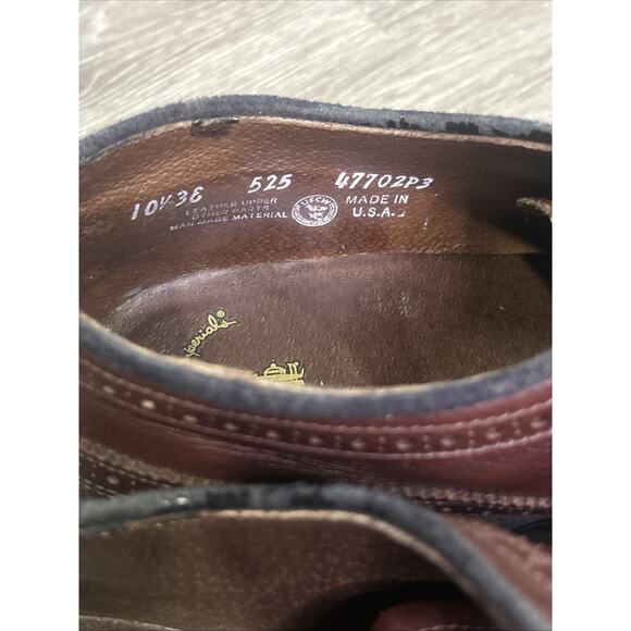 Vtg 80s Executive Imperials Brown Wingtip Derby Shoes Size 10.5 3E Made In USA main image 11